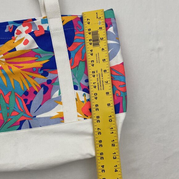J.Crew Canvas Tote Bag Tropical Leaf Print One Size Beach Purse Handbag Shopper - Picture 12 of 15